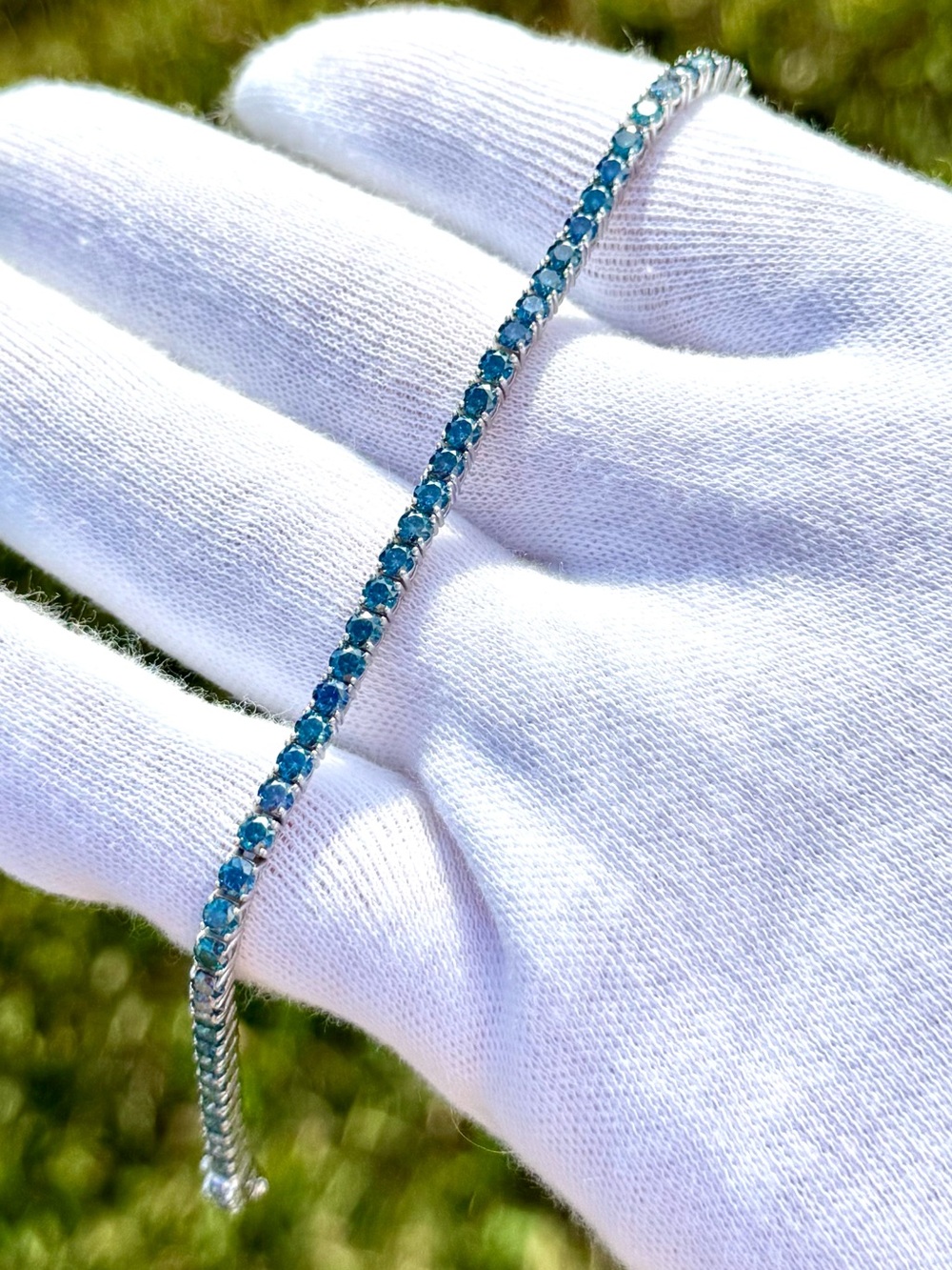 925 Silver, 5.6CTW Royal Blue Moissanite Tennis Bracelet